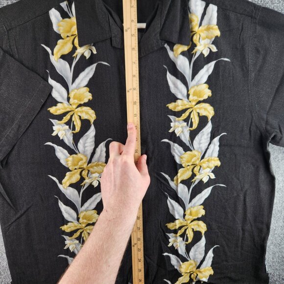 Quiksilver Edition XL Black Green Floral Button Up Shirt Short Sleeve SOFT RAYON - Picture 11 of 16
